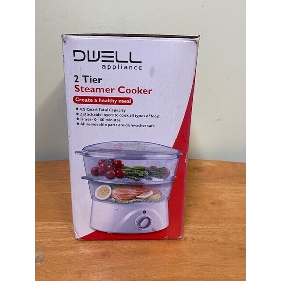 Dwell Appliance 2 Tier Steamer/Cooker 4.5 Quart Dishwasher Safe New Open Box - Picture 6 of 8